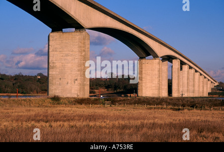 Orwell bridge concrete support columns Suffolk England Stock Photo