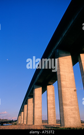 Orwell bridge concrete support columns Suffolk England Stock Photo