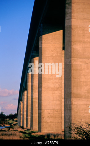 Orwell bridge concrete support columns Suffolk England Stock Photo