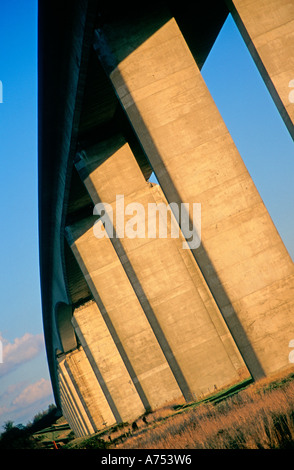 Orwell bridge concrete support columns Suffolk England Stock Photo