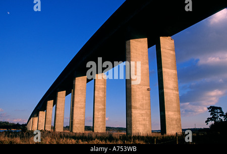 Orwell bridge concrete support columns Suffolk England Stock Photo