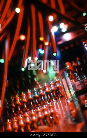 Fibre optics and computer circuit board Stock Photo