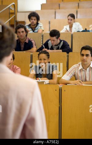 Science teacher lecturing to class Stock Photo