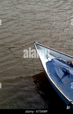 moored boat on river alde snape suffolk Stock Photo