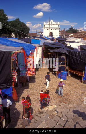 Guatemalans, Guatemalan, Maya, Mayan, people, vendors, central market, Chichicastenango, El Quiche, El Quiche Department, Guatemala, Central America Stock Photo