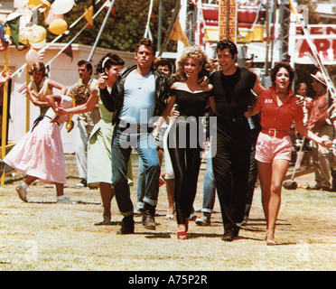 GREASE 1978 Paramount film with from l: Jeff Conaway, Olivia Newton-John, John Travolta and Stockard Channing Stock Photo