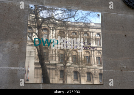 department of works and pensions plaque at the entrance of 79 richmond house westminster london uk Stock Photo