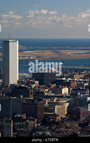 Boston aerial view Boston Logan Airport Stock Photo