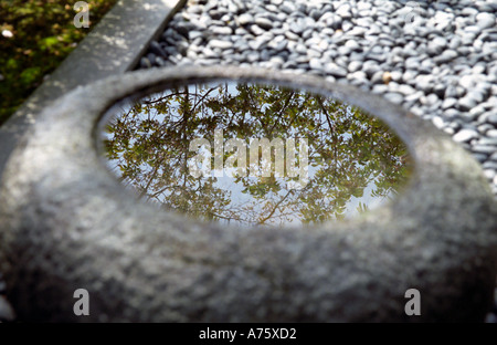 Water basin at Ryoanji Temple Kyoto Japan Stock Photo