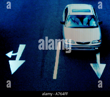 car changing direction Stock Photo