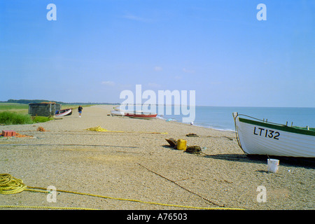 Fishing Boat Dunwich Beach in Suffolk Stock Photo