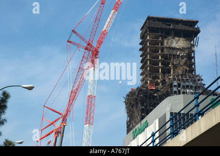 Windsor Tower after the fire of February 12th 2005 MADRID Spain Stock Photo