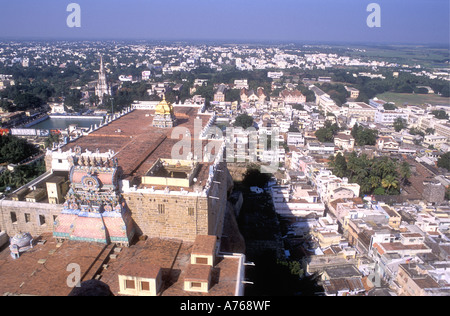 View from the summit of the Rock Fort over Tiruchirapalli Tamil Nadu India Stock Photo