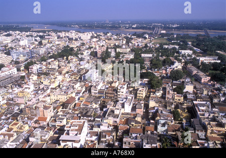 View from the summit of the Rock Fort over Tiruchirapalli Tamil Nadu India Stock Photo