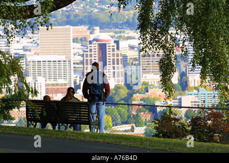 The city of Portland Oregon view from Pittock Mansion Stock Photo