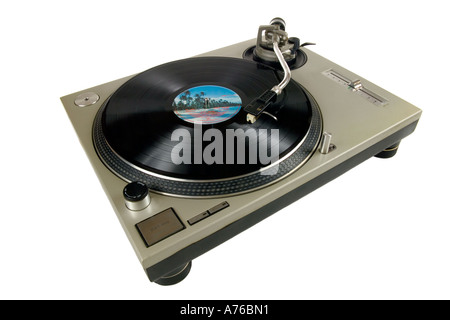 Retro direct drive record deck on a pure white background. Stock Photo