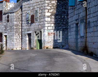 Donje Selo, Solta, Croatia: Row of stone houses Stock Photo