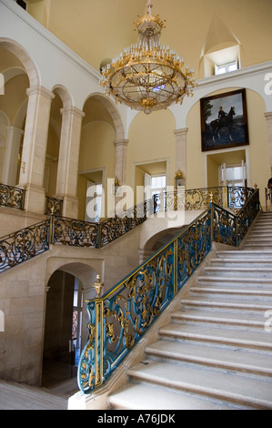 Lamp and Alfonso XIII equestrian portrait Royal Palace ARANJUEZ Madrid Autonomous Community Spain Stock Photo