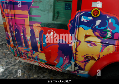 Writer Federico Garcia Lorca on a tourist bus GRANADA Andalusia Region Spain Stock Photo