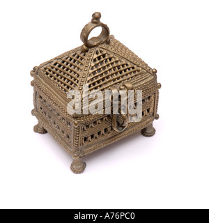 Metal Treasure chest artefact on white background Stock Photo