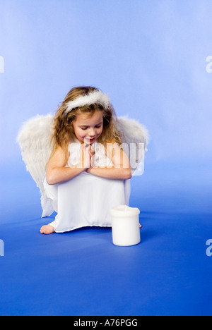 Girl dressed as angel, portrait Stock Photo