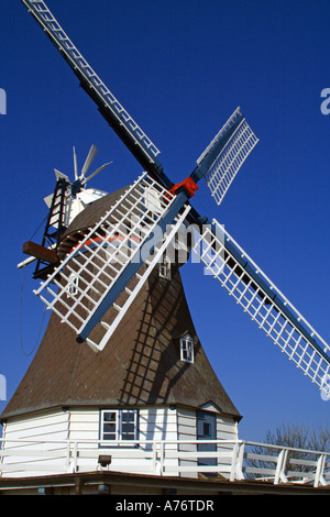 Old windmill build in dutch style - Friedrichskoog, Dithmarschen, Schleswig-Holstein, Germany, Europe Stock Photo