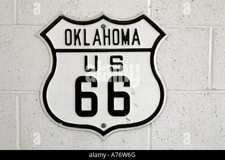 Sign of historic Route 66 through Oklahoma, USA Stock Photo