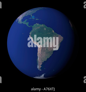 Composite image of the earth created from various data sources Enhanced from a NASA original South America Stock Photo
