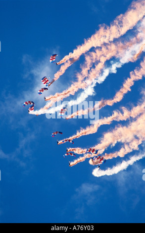 RAF Red Devils Parachute Display team over Silverstone Stock Photo