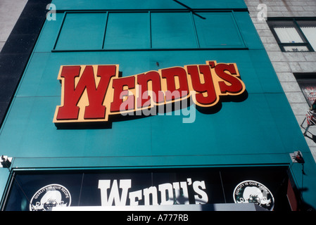 A Wendy s fast food restaurant in Midtown Manhattan Stock Photo