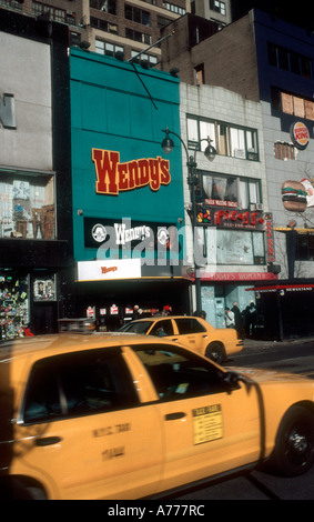 A Wendy s fast food restaurant in Midtown Manhattan Stock Photo