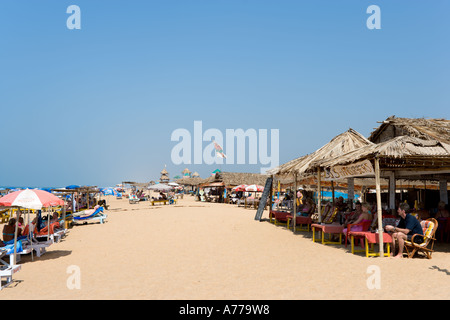 Beach Shack on Candolim Beach, North Goa, Goa, India Stock Photo
