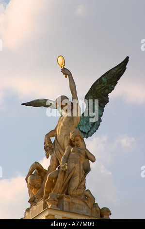 Angel statue on top of a building, Prague, Czech Republic