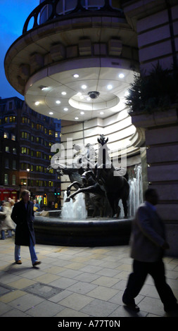 Statue of horses on the corner of Piccadilly circus and Haymarket in Londons West End Stock Photo