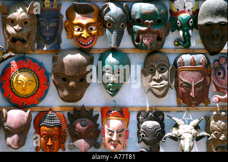 Collection of Nepali masks in Kathmandu, Nepal Stock Photo - Alamy