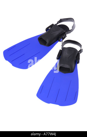 Snorkel, diving mask and flippers cut out on white background Stock ...