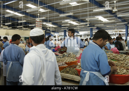 busy fish market deira dubai Stock Photo