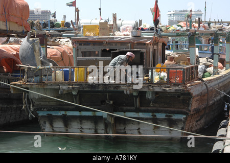 Dhow at Dubai creek Stock Photo