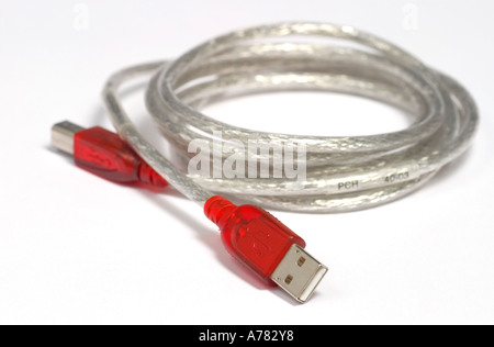USB Lead on a white background. Stock Photo