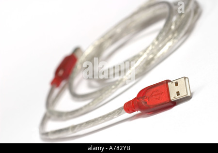 USB Lead on a white background. Stock Photo