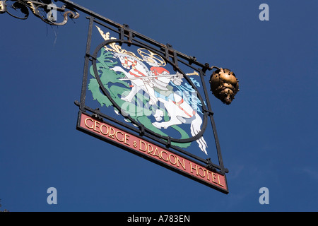 UK Cheshire Vale Royal Great Budworth George and Dragon Pub sign Stock Photo
