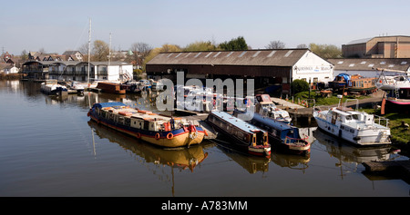 UK Cheshire Vale Royal Northwich Floatel and marina on banks of River Weaver Stock Photo