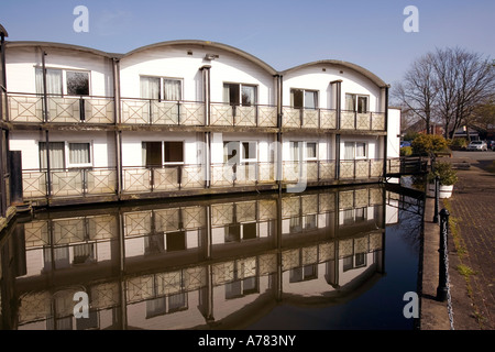 UK Cheshire Vale Royal Northwich Floatel floating hotel on River Weaver Stock Photo