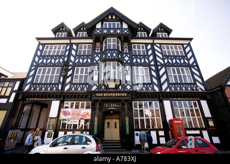 UK Cheshire Vale Royal Northwich Witton Street Wetherspoons Penny Black pub subsidence proof building in former post office Stock Photo
