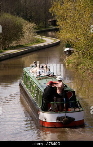 UK England Cheshire Vale Royal Northwich Anderton narrowboat on Trent and Mersey Canal Stock Photo