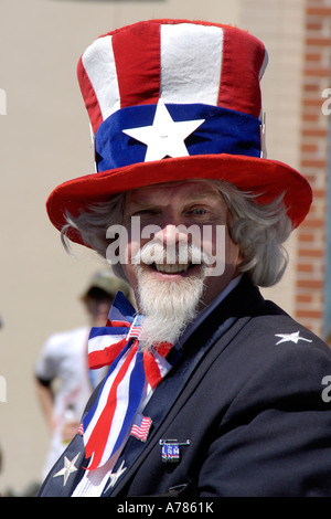 Uncle Sam Participates in Strawberry Festival Parade Plant City Florida FL FLA USA US Stock Photo