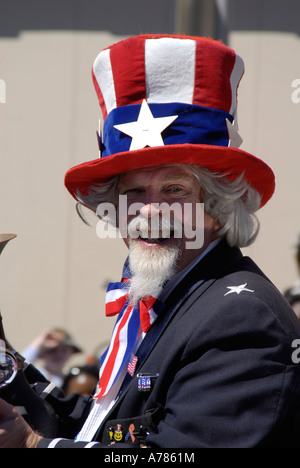 Uncle Sam Participates in Strawberry Festival Parade Plant City Florida FL FLA USA US Stock Photo