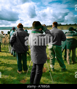 Bird Watchers at Chew Valley Lake somerset Stock Photo