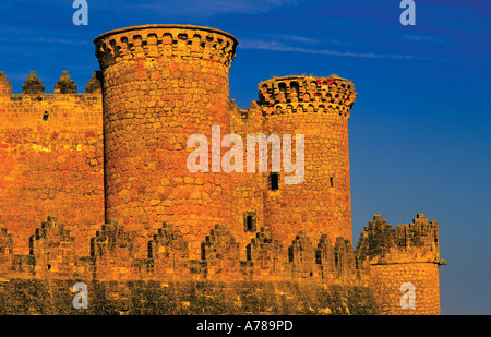 Details of the castle of Belmonte Belmonte Castilla La Mancha Spain Europe Stock Photo