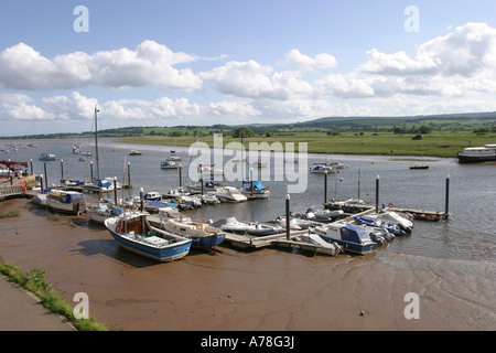 UK Devon Topsham boats at low tide on the River Exe Stock Photo